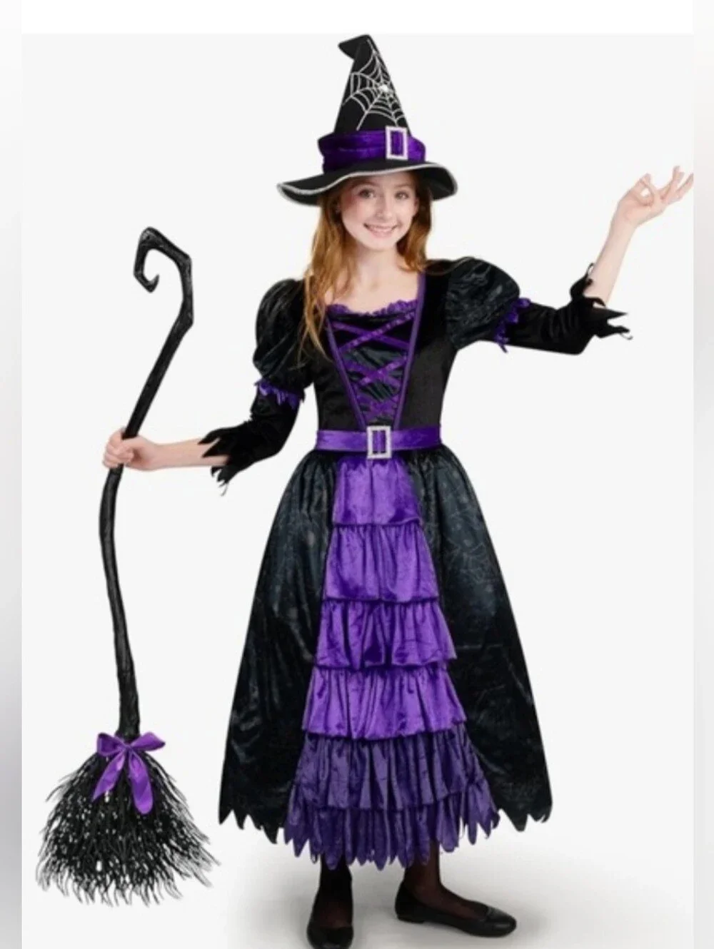 Spooktacular Creations Girls Small 5-7 Fairytale Deluxe Witch Costume W/Broom